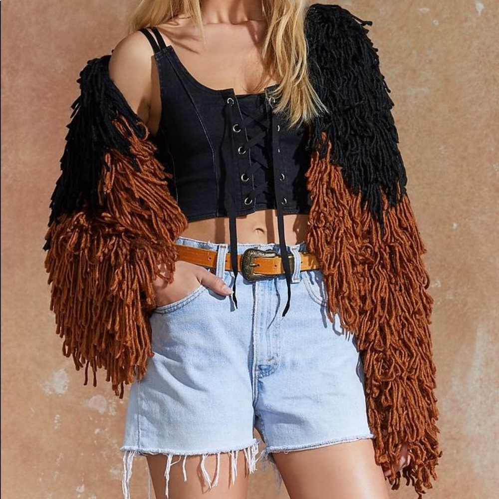 NastyGal Fringe/Shag Jacket